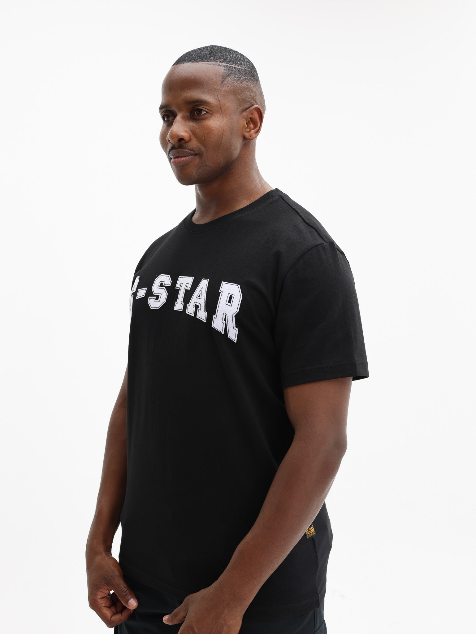 G-STAR T-SHIRT FELT LOGO DARK BLACK